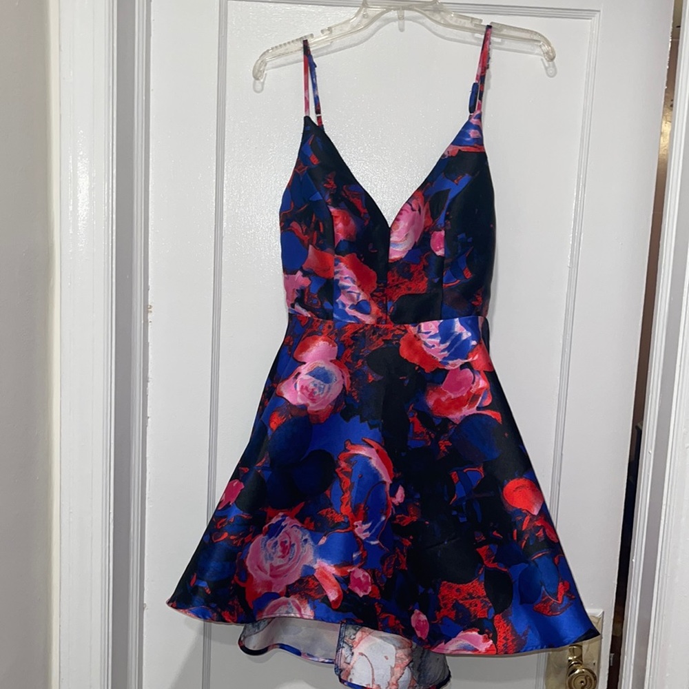 Floral high low dress mesh back